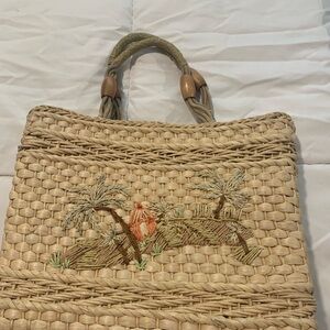Fossil Woven Palm Tree Tote Bag